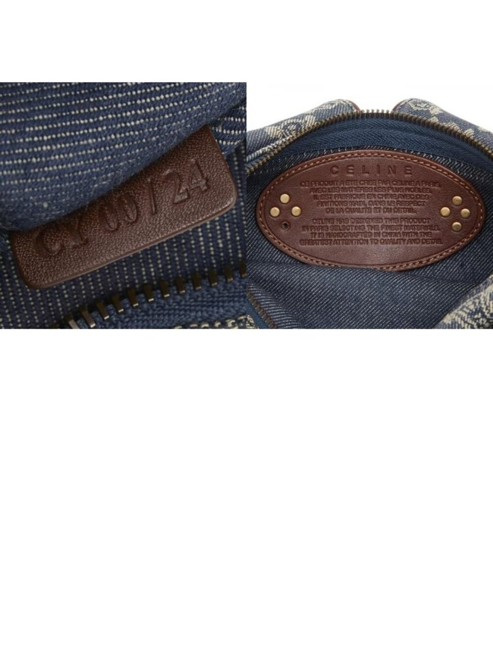 Celine Paris Macadam Belt Bag Waist Pouch Blue Brown Denim Leather - Picture 10 of 10